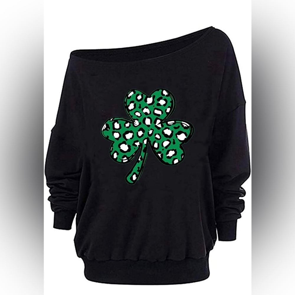 NWT Roshop Loose Baggy St Patrick’s Day Clover Long Sleeve Sweatshirt XL